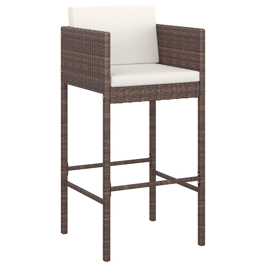vidaXL 9 Piece Garden Bar Set with Cushions Brown Poly Rattan 4