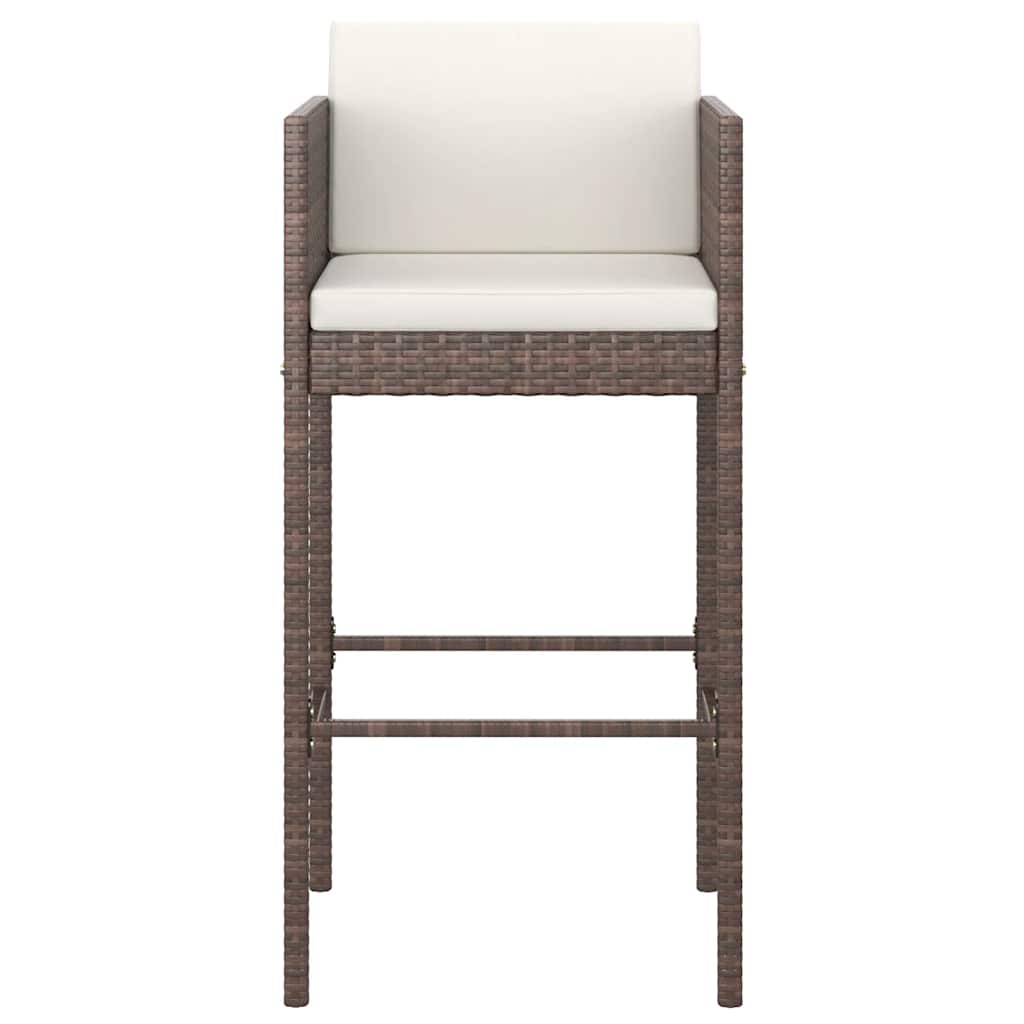 vidaXL 9 Piece Garden Bar Set with Cushions Brown Poly Rattan 5