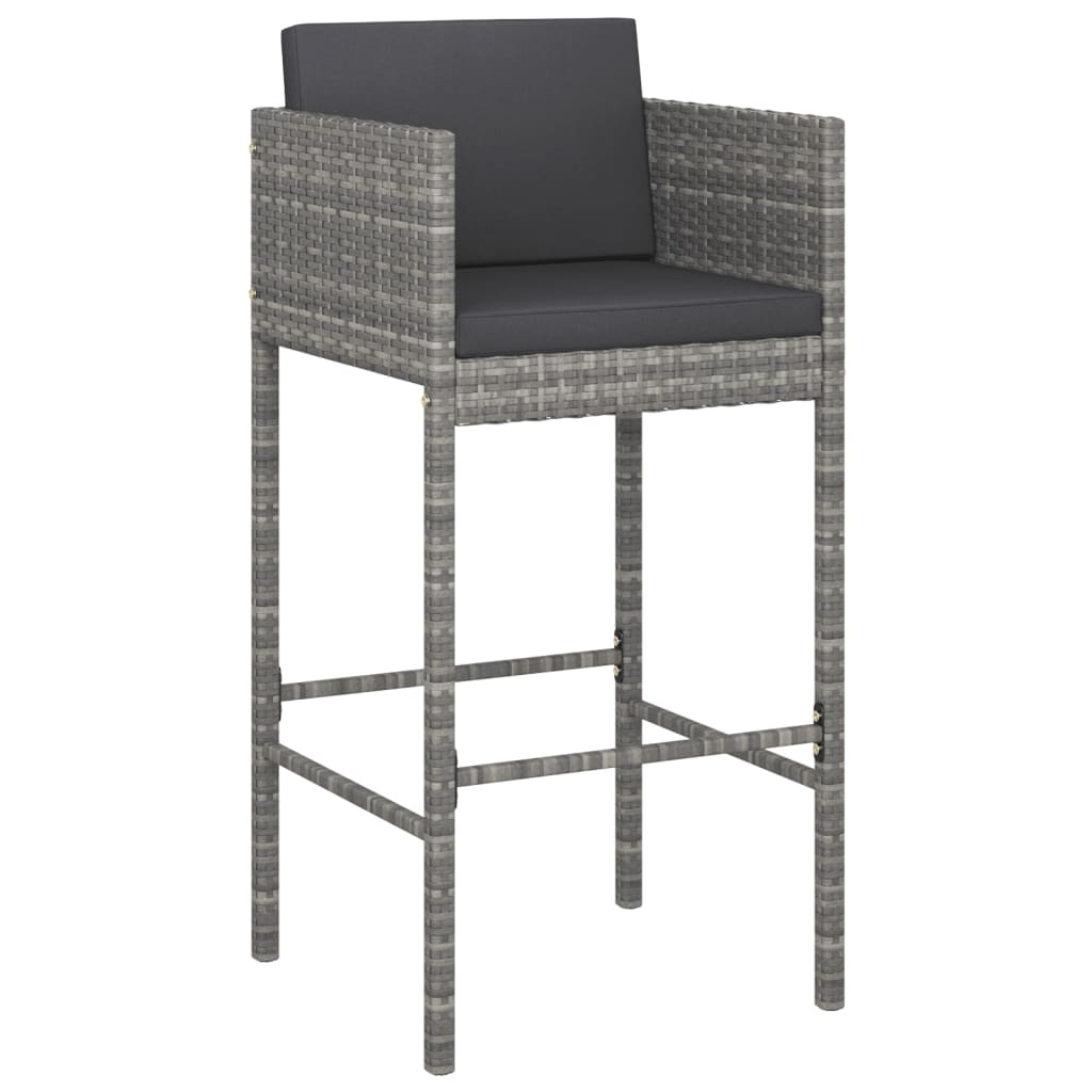 vidaXL 9 Piece Garden Bar Set with Cushions Grey Poly Rattan 4
