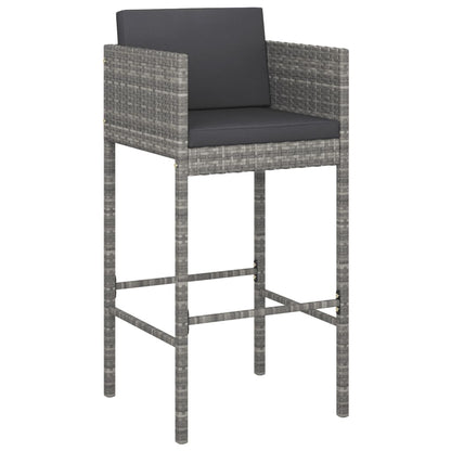 vidaXL 9 Piece Garden Bar Set with Cushions Grey Poly Rattan 4