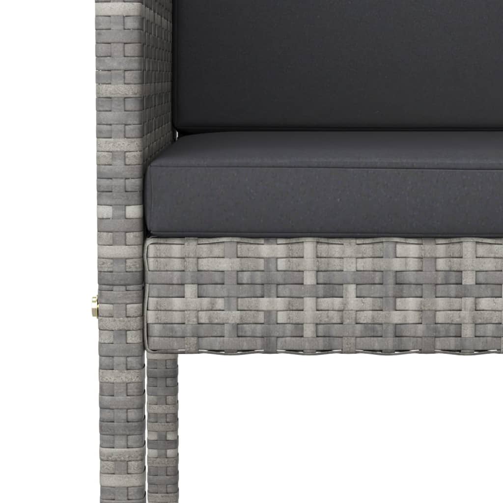 vidaXL 9 Piece Garden Bar Set with Cushions Grey Poly Rattan 6