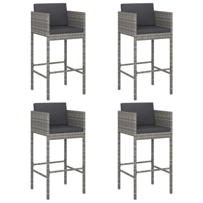 vidaXL 5 Piece Garden Bar Set with Cushions Grey Poly Rattan 3