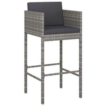 vidaXL 5 Piece Garden Bar Set with Cushions Grey Poly Rattan 4