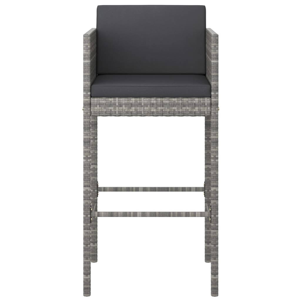 vidaXL 5 Piece Garden Bar Set with Cushions Grey Poly Rattan 5