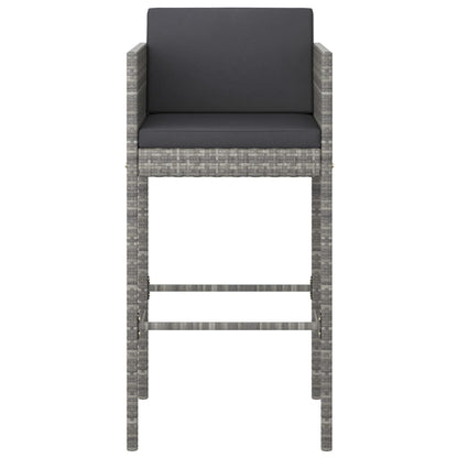 vidaXL 5 Piece Garden Bar Set with Cushions Grey Poly Rattan 5
