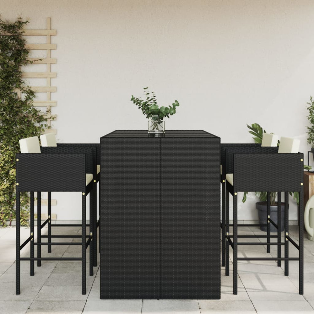vidaXL 5 Piece Garden Bar Set with Cushions Poly Rattan