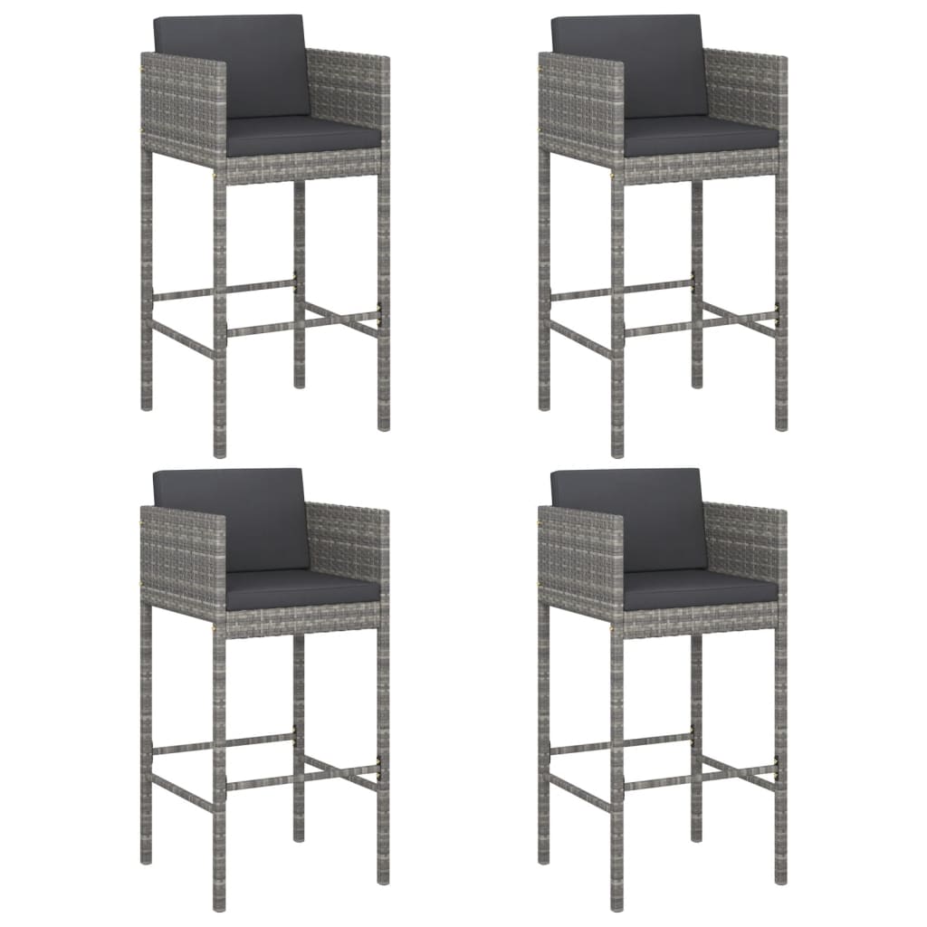 vidaXL 5 Piece Garden Bar Set with Cushions Grey Poly Rattan 3