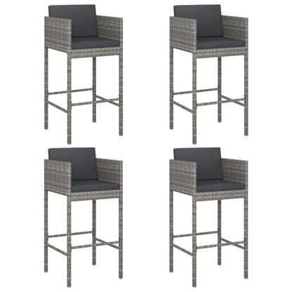 5 Piece Garden Bar Set with Cushions Poly Rattan Grey