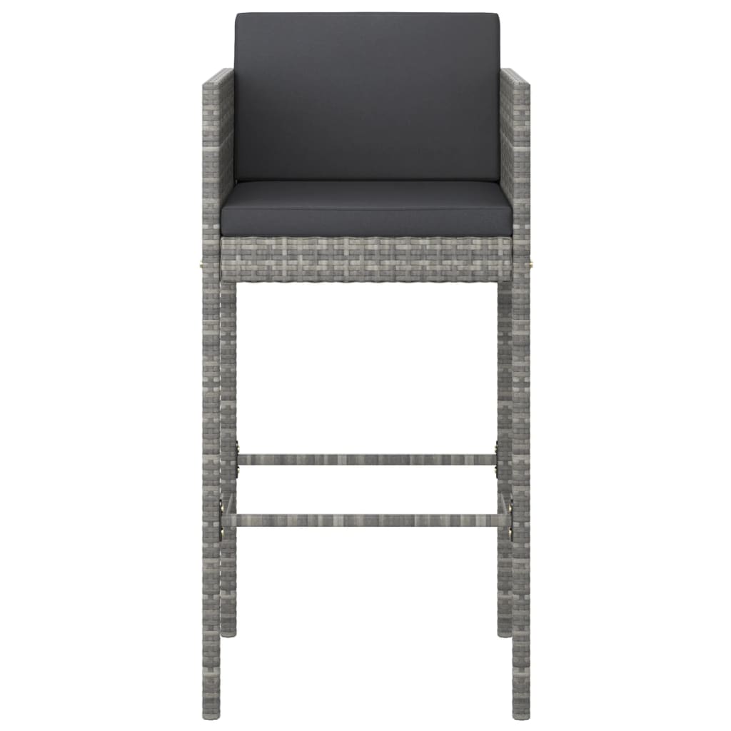 vidaXL 5 Piece Garden Bar Set with Cushions Grey Poly Rattan 5