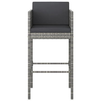 vidaXL 5 Piece Garden Bar Set with Cushions Grey Poly Rattan 5