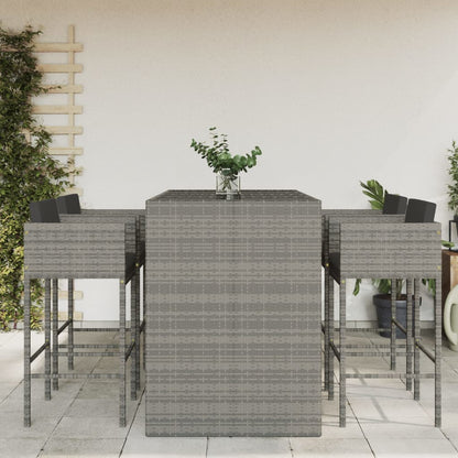 vidaXL 5 Piece Garden Bar Set with Cushions Grey Poly Rattan 1