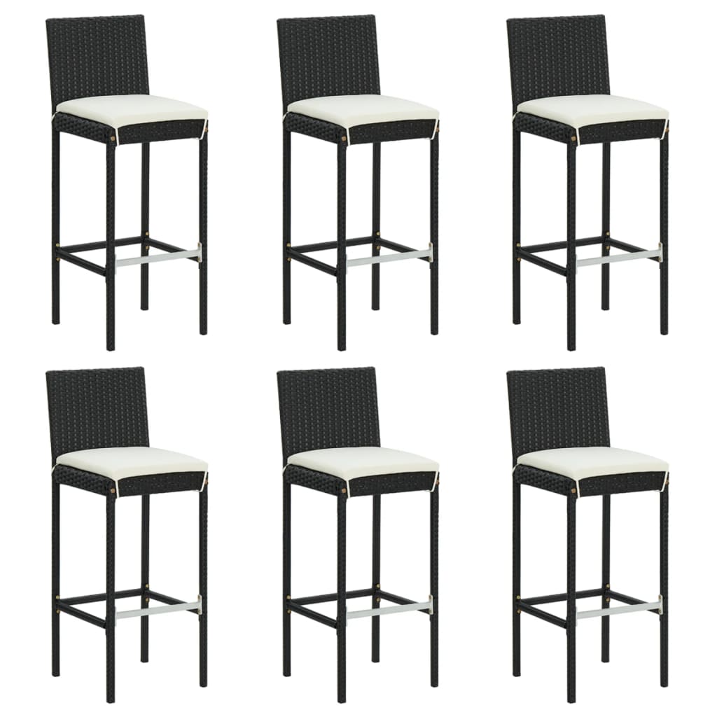 vidaXL 7 Piece Garden Bar Set with Cushions Black Poly Rattan 4