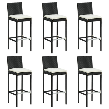 vidaXL 7 Piece Garden Bar Set with Cushions Black Poly Rattan 4