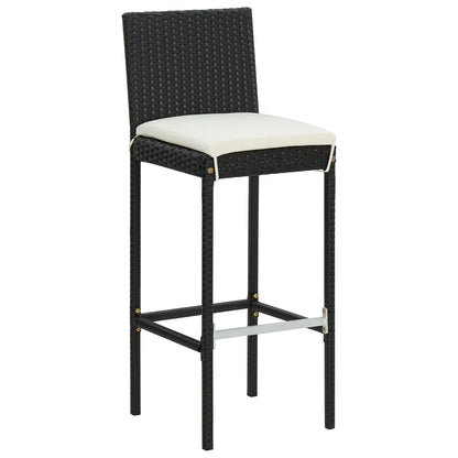 vidaXL 7 Piece Garden Bar Set with Cushions Black Poly Rattan 5