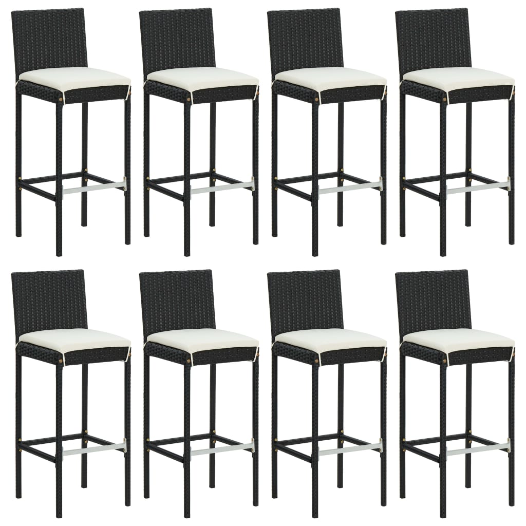 vidaXL 9 Piece Garden Bar Set with Cushions Black Poly Rattan 4