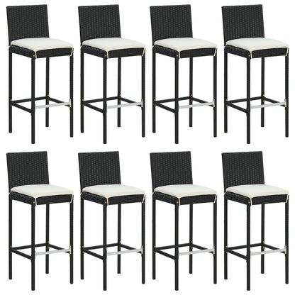 vidaXL 9 Piece Garden Bar Set with Cushions Black Poly Rattan 4