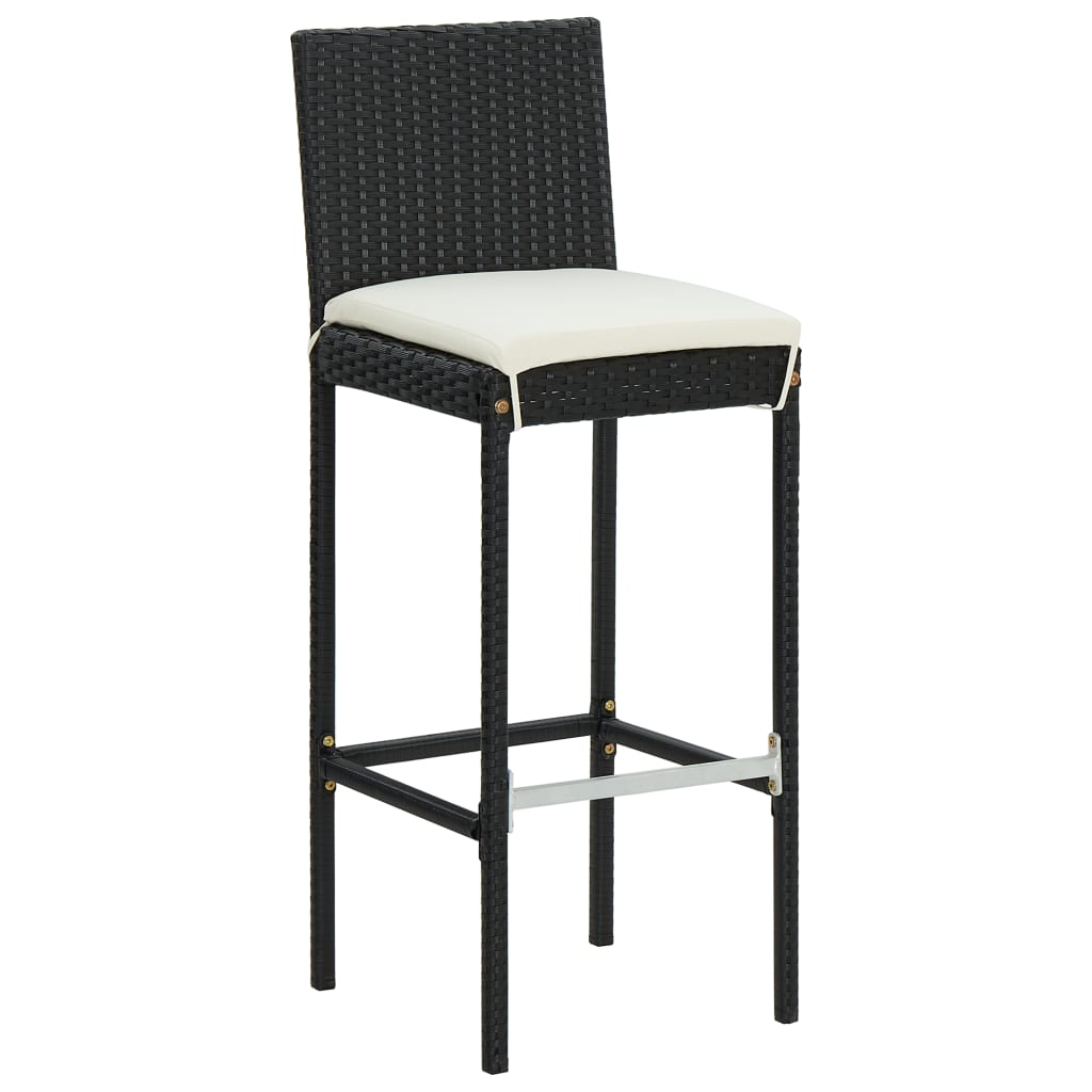vidaXL 9 Piece Garden Bar Set with Cushions Black Poly Rattan 5