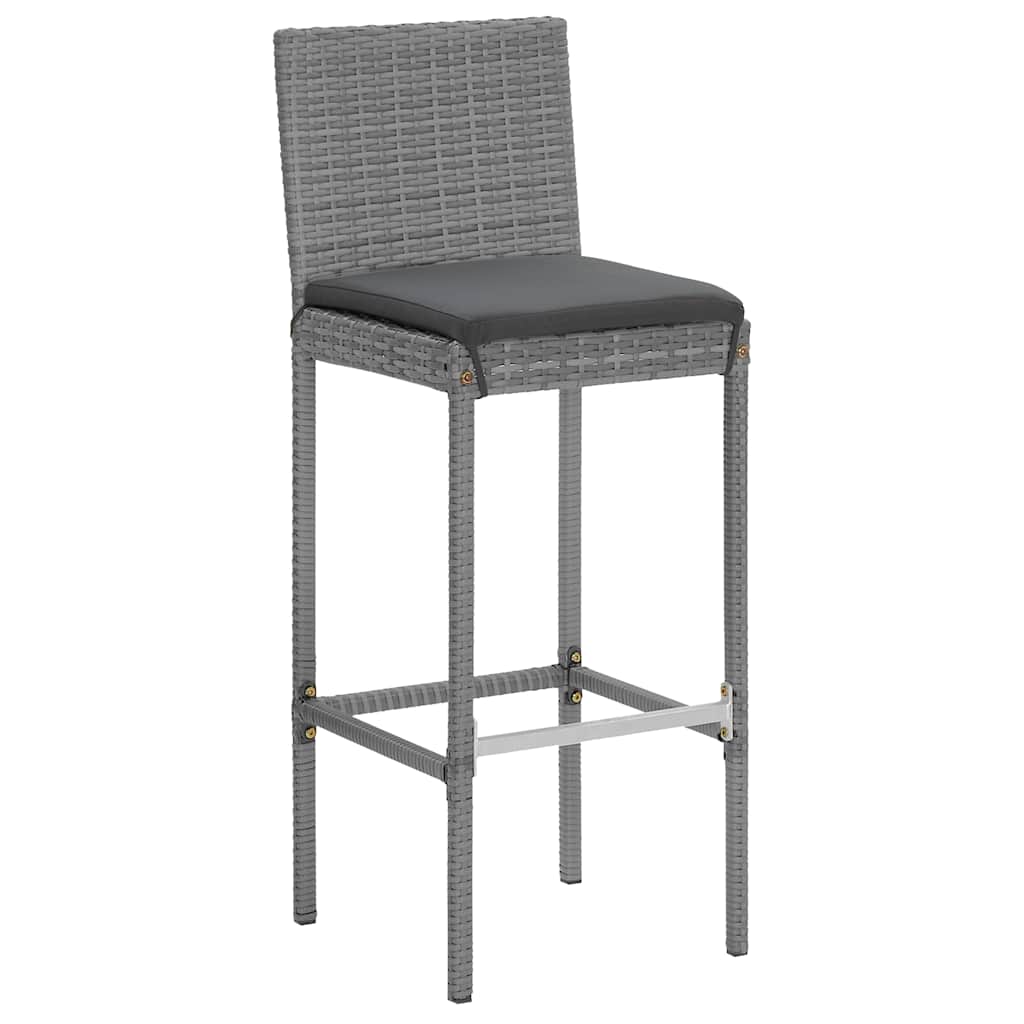 vidaXL 9 Piece Garden Bar Set with Cushions Grey Poly Rattan 5