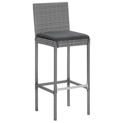 vidaXL 9 Piece Garden Bar Set with Cushions Grey Poly Rattan 5