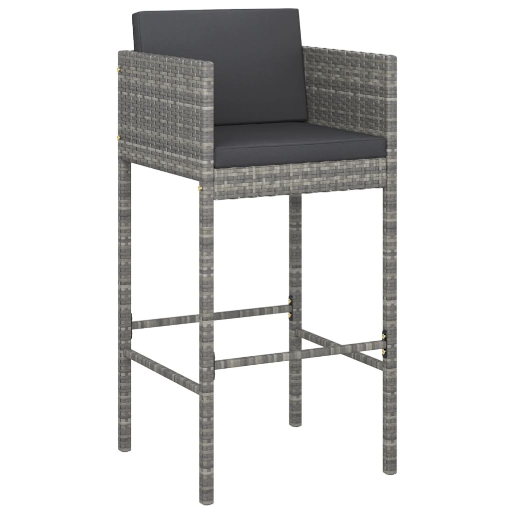 vidaXL 7 Piece Garden Bar Set with Cushions Grey Poly Rattan 4