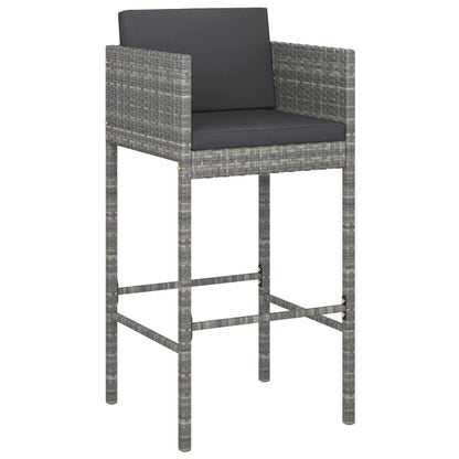 vidaXL 7 Piece Garden Bar Set with Cushions Grey Poly Rattan 4