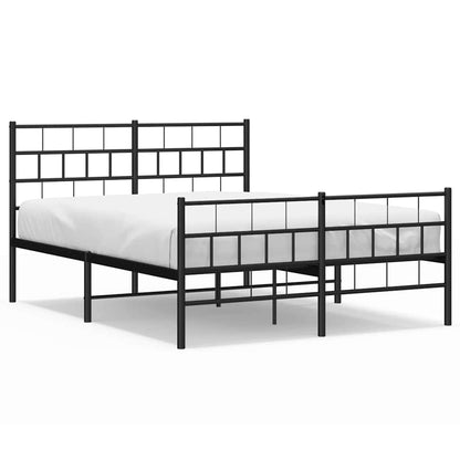 Metal Bed Frame without Mattress with Footboard with Headboard & Footboard Black 135 cm 190 cm