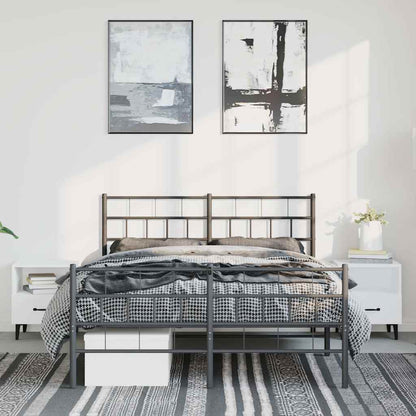 Metal Bed Frame without Mattress with Footboard with Headboard & Footboard Black 135 cm 190 cm