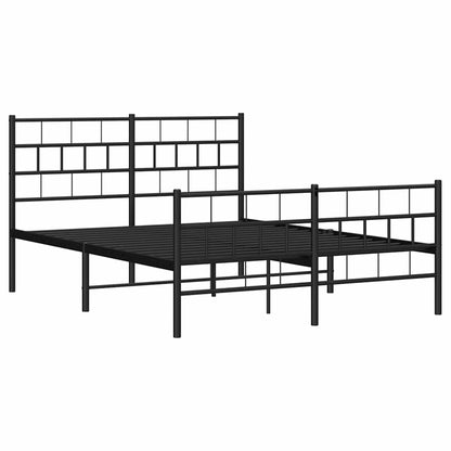Metal Bed Frame without Mattress with Footboard with Headboard & Footboard Black 135 cm 190 cm