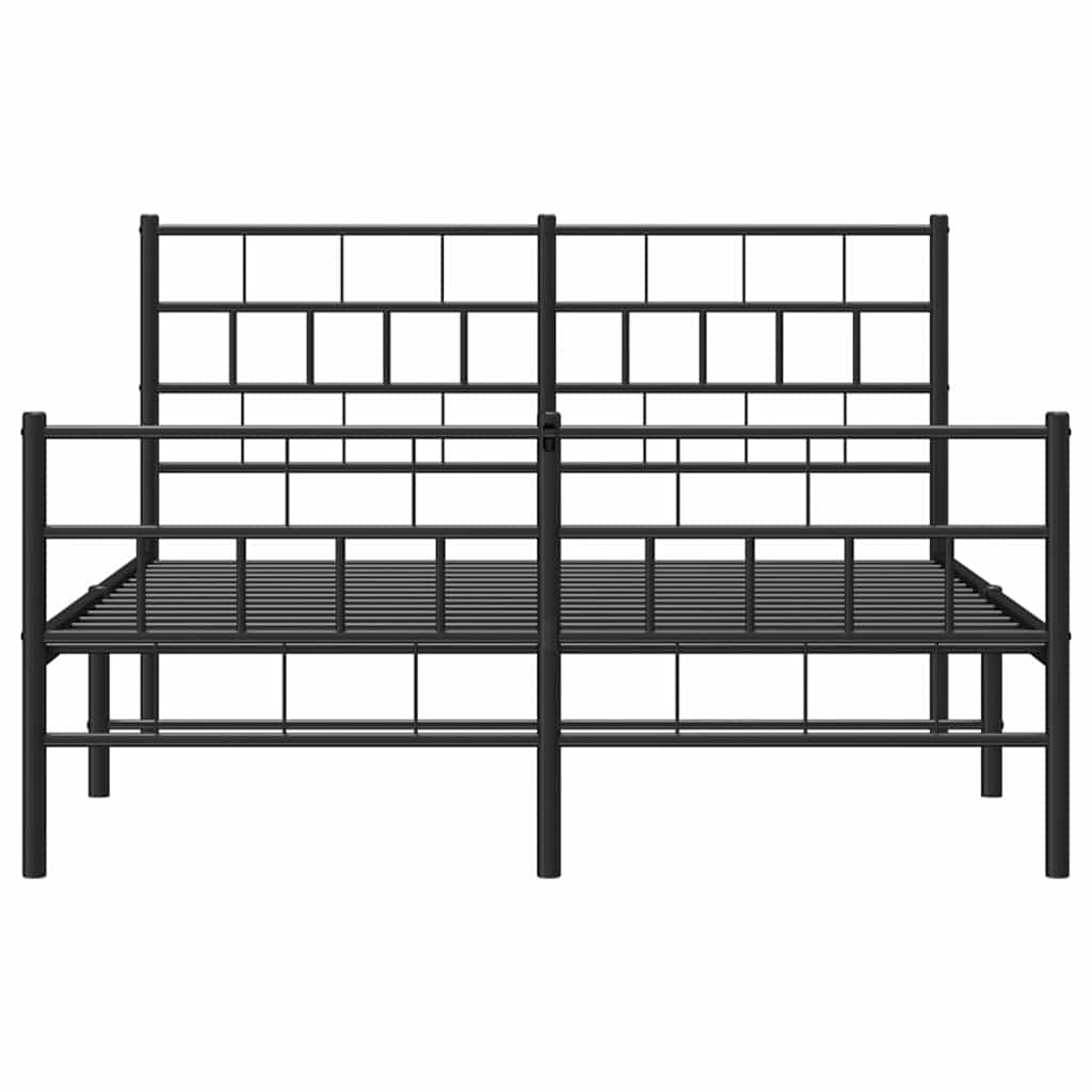 Metal Bed Frame without Mattress with Footboard with Headboard & Footboard Black 135 cm 190 cm