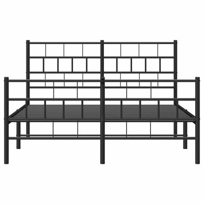 Metal Bed Frame without Mattress with Footboard with Headboard & Footboard Black 135 cm 190 cm