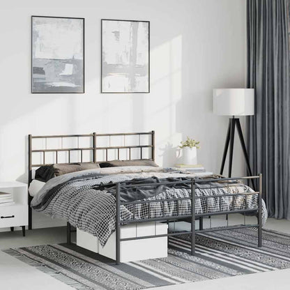 Metal Bed Frame without Mattress with Footboard with Headboard & Footboard Black 150 cm 200 cm