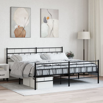 Metal Bed Frame without Mattress with Footboard with Headboard & Footboard Black 200 cm 200 cm