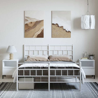 Metal Bed Frame without Mattress with Footboard with Headboard & Footboard White 150 cm 200 cm