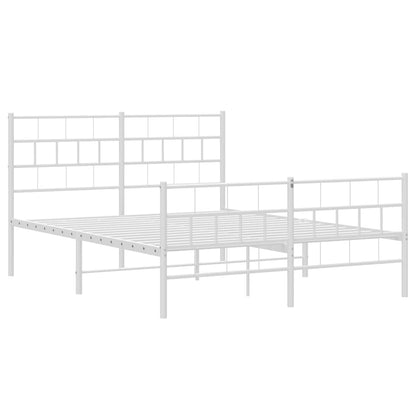 Metal Bed Frame without Mattress with Footboard with Headboard & Footboard White 150 cm 200 cm