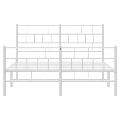 Metal Bed Frame without Mattress with Footboard with Headboard & Footboard White 150 cm 200 cm