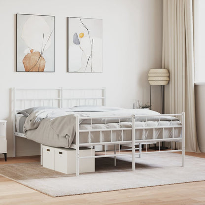 Metal Bed Frame without Mattress with Footboard with Headboard & Footboard White 160 cm 200 cm