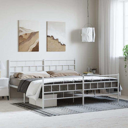 Metal Bed Frame without Mattress with Footboard with Headboard & Footboard White 183 cm 213 cm