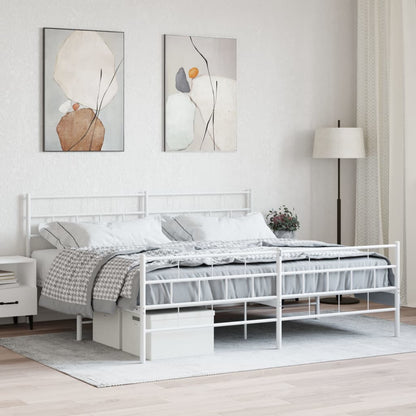 Metal Bed Frame without Mattress with Footboard with Headboard & Footboard White 200 cm 200 cm