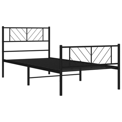 Metal Bed Frame without Mattress with Footboard with Headboard & Footboard Black 90 cm 200 cm