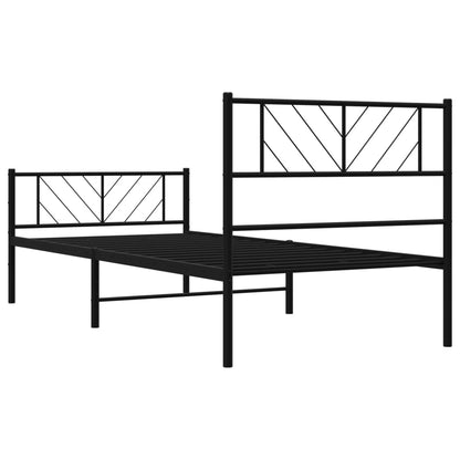 Metal Bed Frame without Mattress with Footboard with Headboard & Footboard Black 90 cm 200 cm