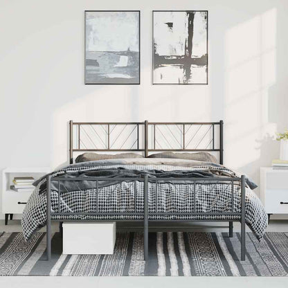 Metal Bed Frame without Mattress with Footboard with Headboard & Footboard Black 150 cm 200 cm