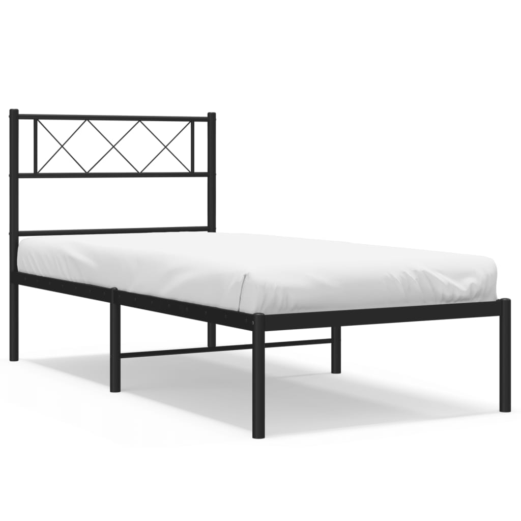 Metal Bed Frame without Mattress with Headboard Black 80 cm 200 cm