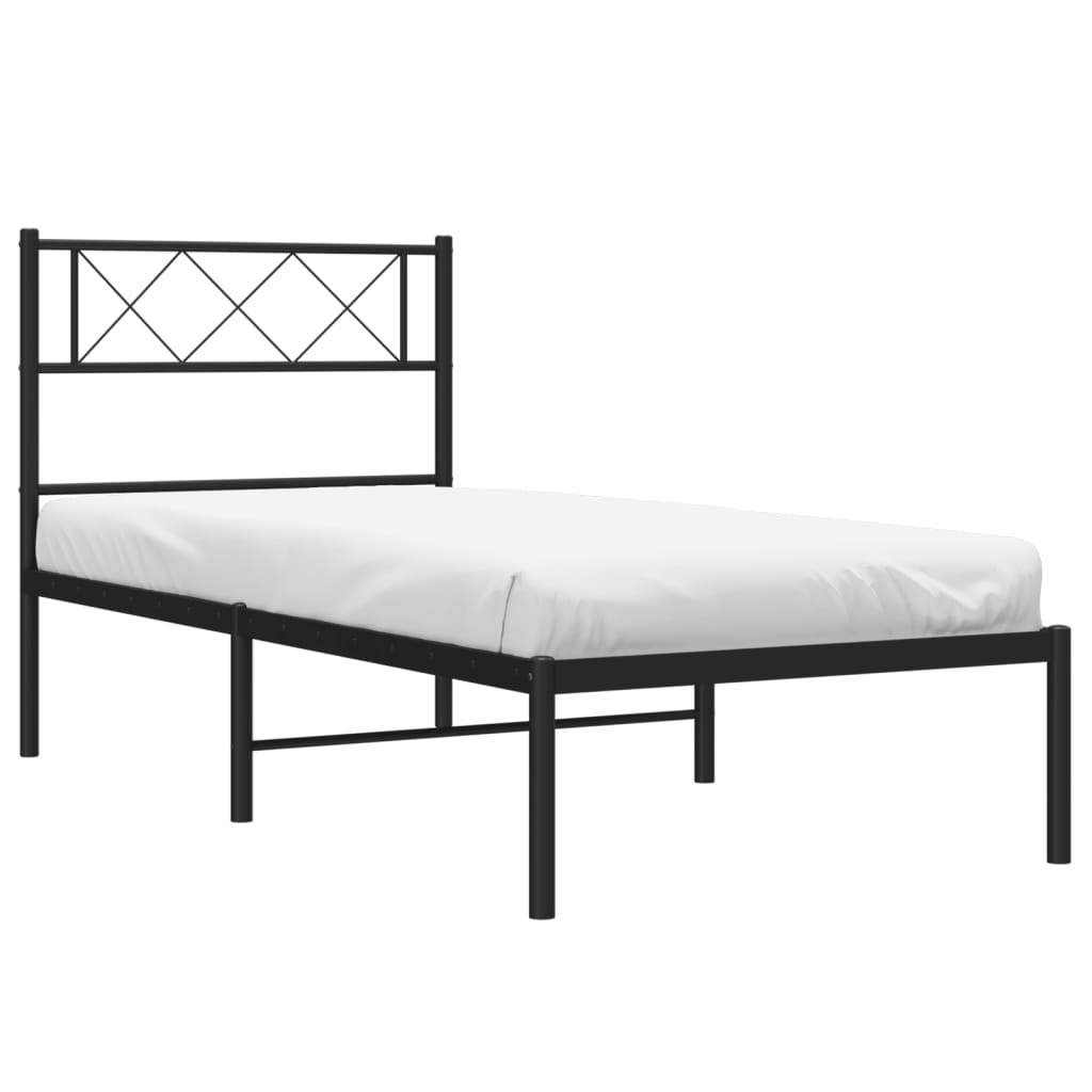 Metal Bed Frame without Mattress with Headboard Black 80 cm 200 cm