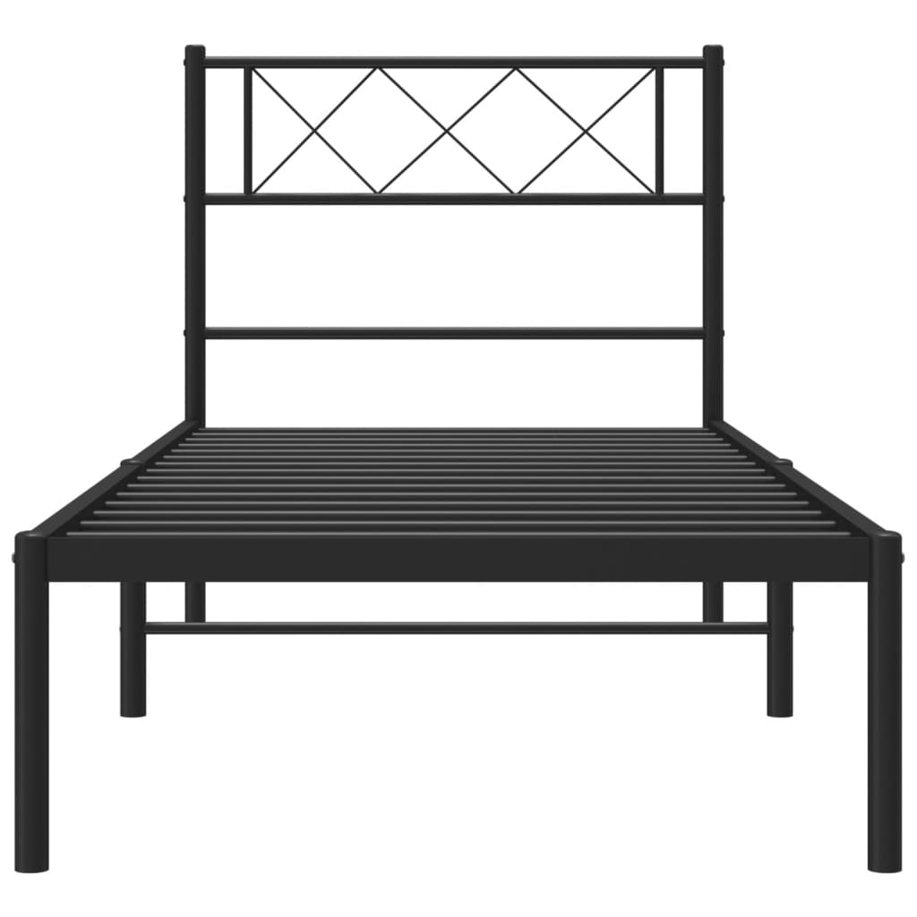 Metal Bed Frame without Mattress with Headboard Black 80 cm 200 cm