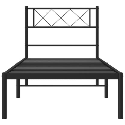 Metal Bed Frame without Mattress with Headboard Black 80 cm 200 cm