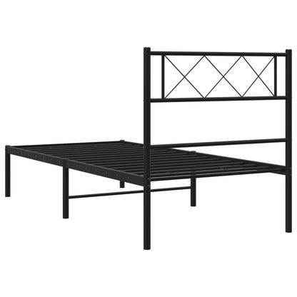 Metal Bed Frame without Mattress with Headboard Black 80 cm 200 cm