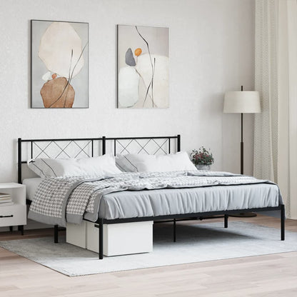 Metal Bed Frame without Mattress with Headboard Black 180 cm 200 cm