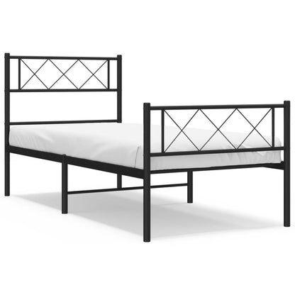 Metal Bed Frame without Mattress with Footboard with Headboard & Footboard Black 75 cm 190 cm