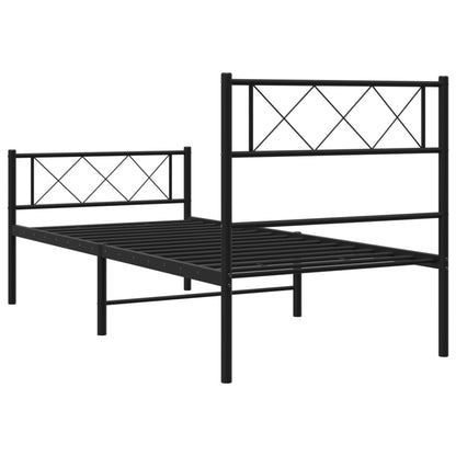 Metal Bed Frame without Mattress with Footboard with Headboard & Footboard Black 75 cm 190 cm