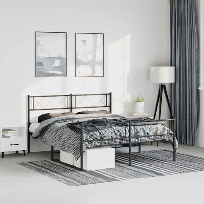 Metal Bed Frame without Mattress with Footboard with Headboard & Footboard Black 150 cm 200 cm